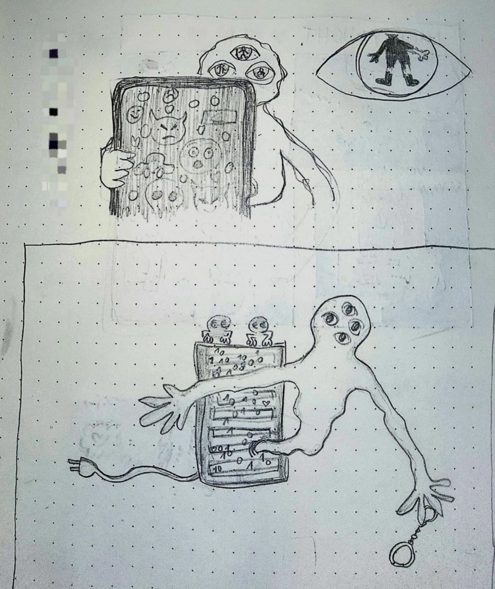 Child's drawing of algorithm as surveillance
