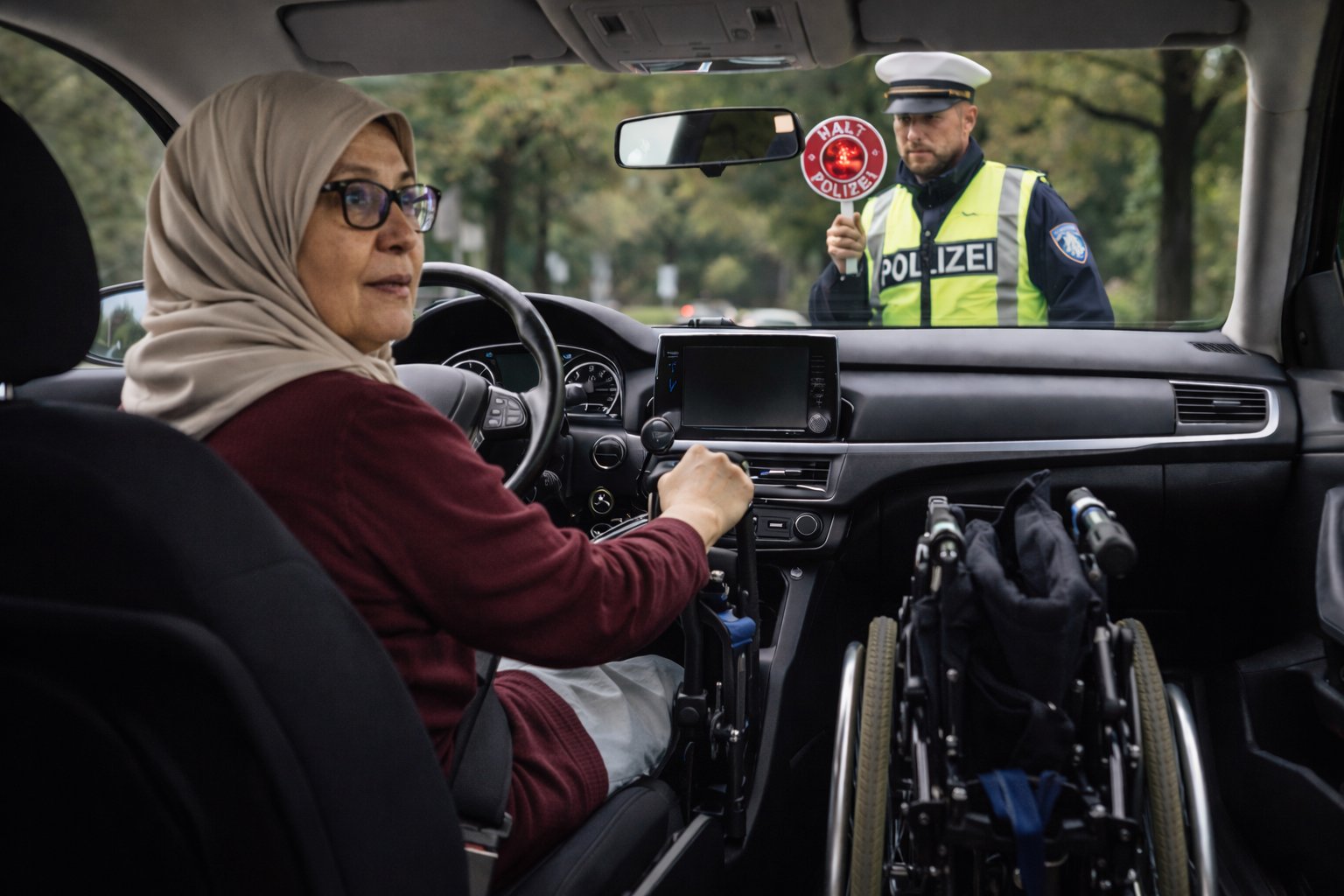 EU digital ID user persona — disabled driver stopped by police